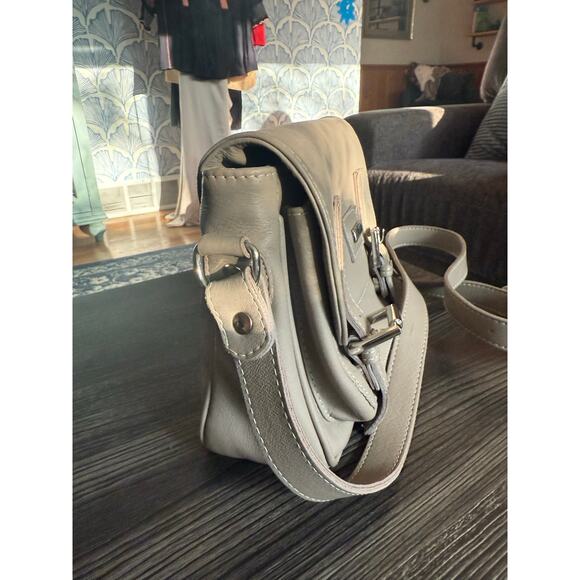 AGUSTINO Grey Double Buckle Tri-Compartment Crossbody - Picture 8 of 8